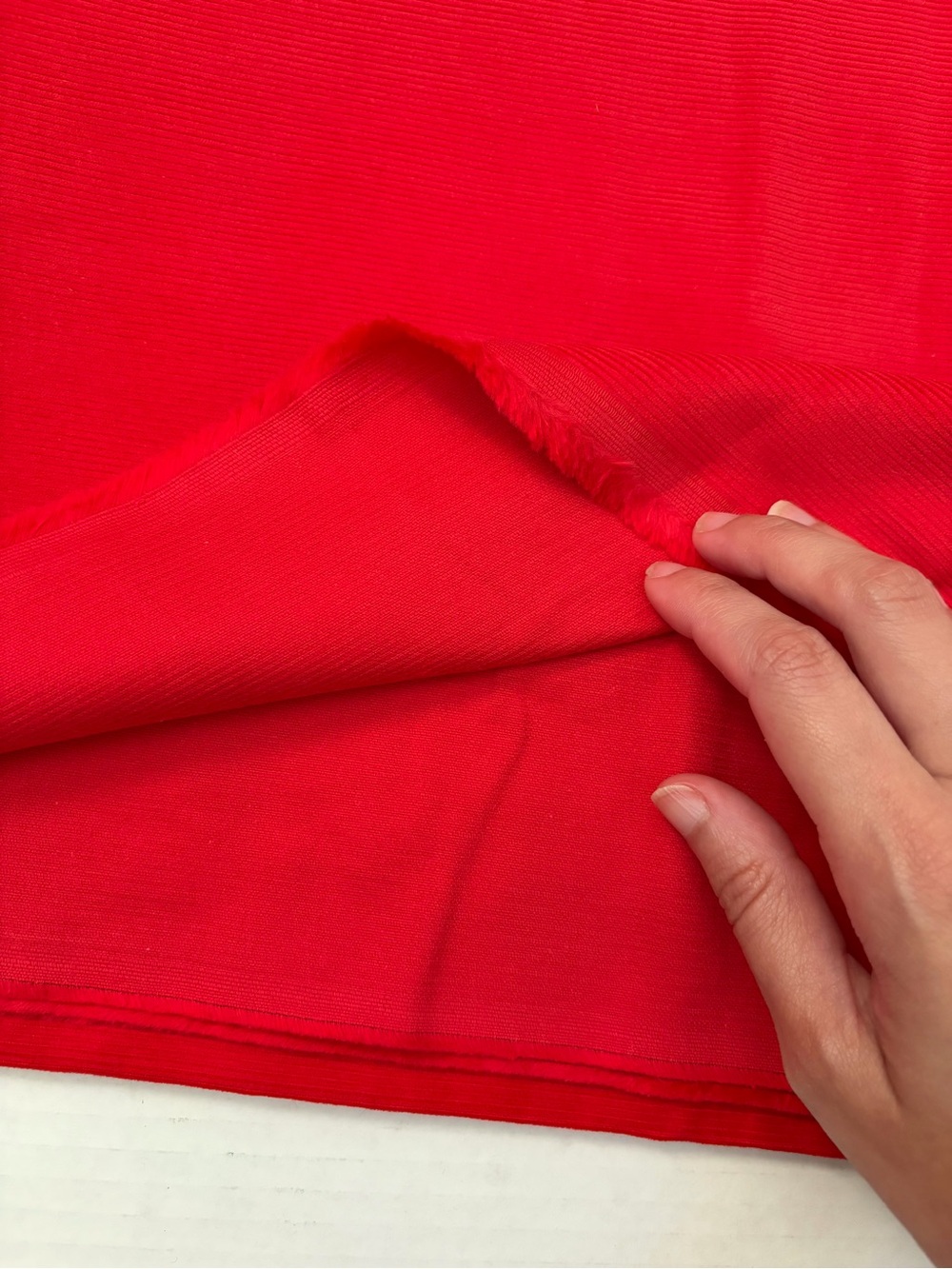 Red cotton corduroy fabric, 2.5 yards